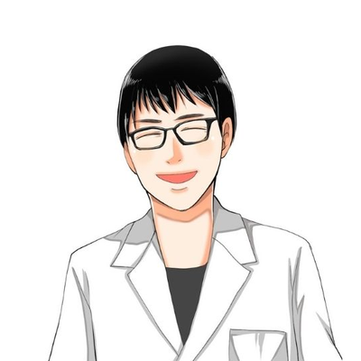 てつんのイラスト（白衣を着た眼鏡の男性）